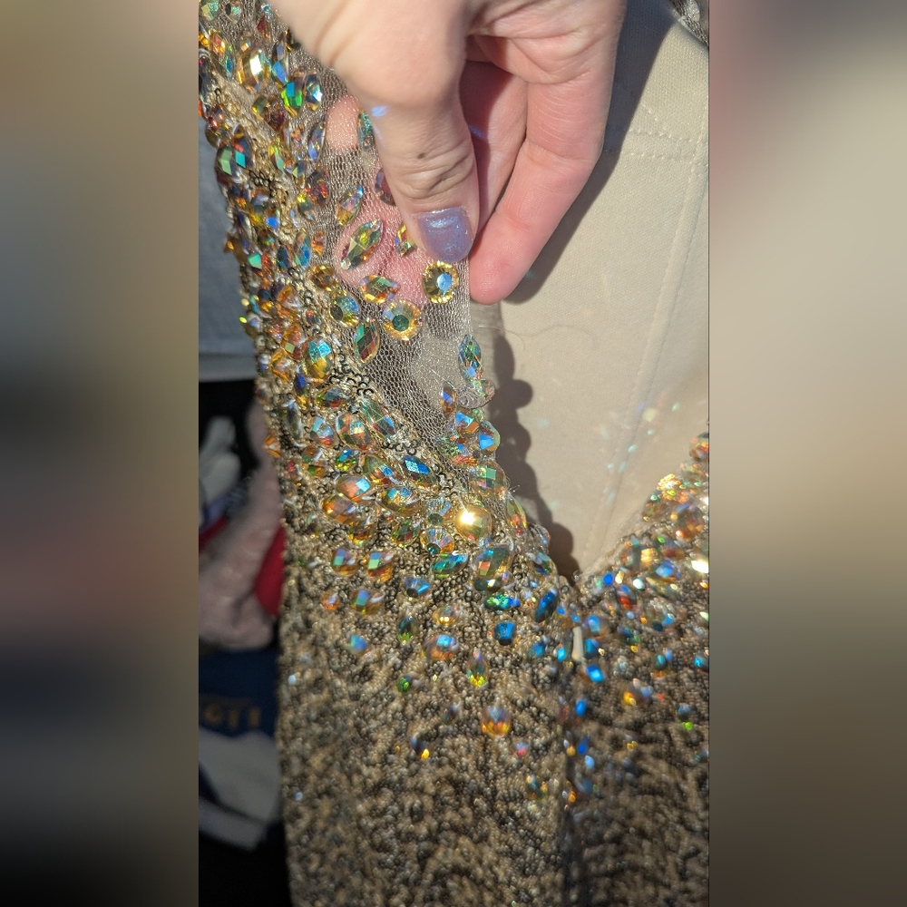 Elegant Gold Sequin and Rhinestone dress